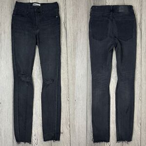Madewell Women Size 25 Black Skinny Leg Cotton Distressed Denim Jeans FLAWED